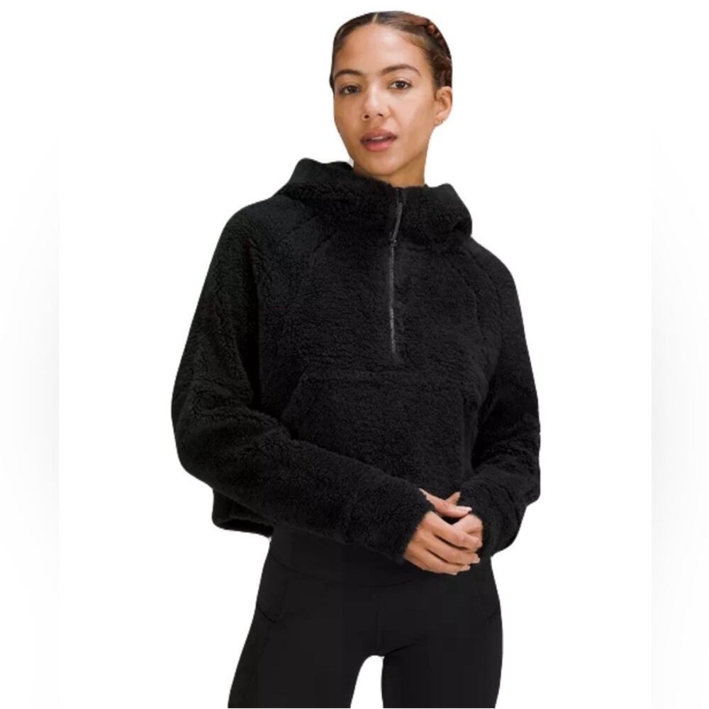 Lululemon Scuba Oversized Sherpa 1/2 Zip Hoodie Black XS/S